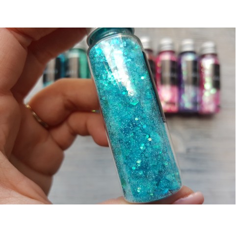 Pigment GALAXY with sequins, turquoise blue, 25 gr