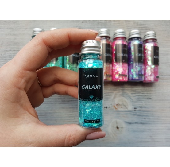 Pigment GLITTER GALAXY with sequins, turquoise blue, 25 gr