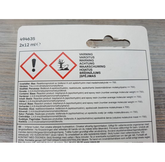 Fast-curing crystal clear epoxy glue, 2*12 ml