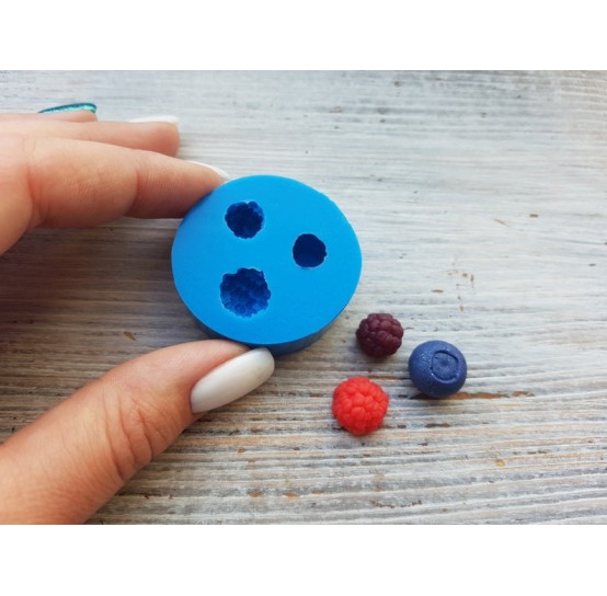 Silicone mold, Mini berries, 3 pcs., raspberries, blackberries, blueberries, ~ Ø 1-1.2 cm