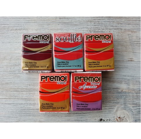 Sculpey Premo oven-bake polymer clay, cadmium red hue, Nr. 5382, 57 gr 