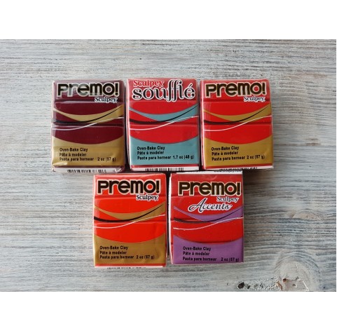 Sculpey Premo Accents oven-bake polymer clay, red glitter, Nr. 5051, 57 gr