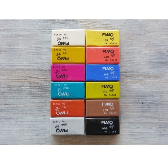 FIMO Leather oven-bake polymer clay, colours pack (12), 300 gr