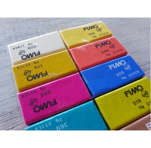 FIMO Leather oven-bake polymer clay, pack of 12 colours, 300 gr