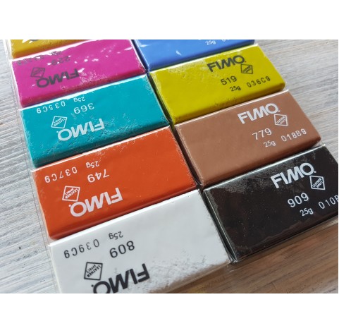 FIMO Leather oven-bake polymer clay, pack of 12 colours, 300 gr