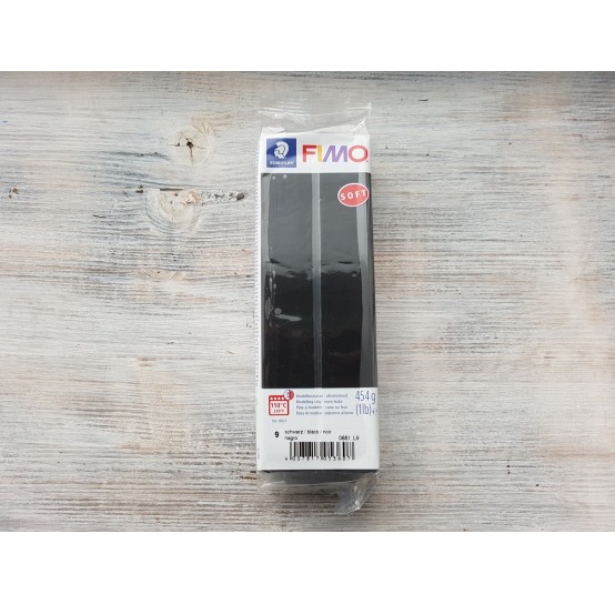 FIMO Soft oven-bake polymer clay, black, Nr. 9, 454 gr
