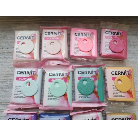 Cernit Glamour oven-bake polymer clay, green, Nr. 600, 56 gr