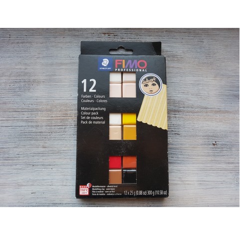 FIMO Professional Doll Art oven-bake polymer clay, pack of 12 colours, 300 gr