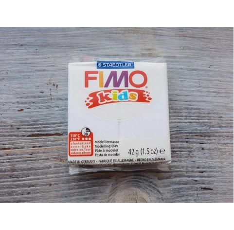 FIMO Kids oven-bake polymer clay, glitter white, Nr. 052, 42 gr
