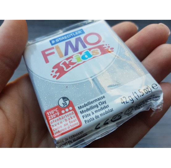 FIMO Kids oven-bake polymer clay, glitter silver, Nr. 812, 42 gr