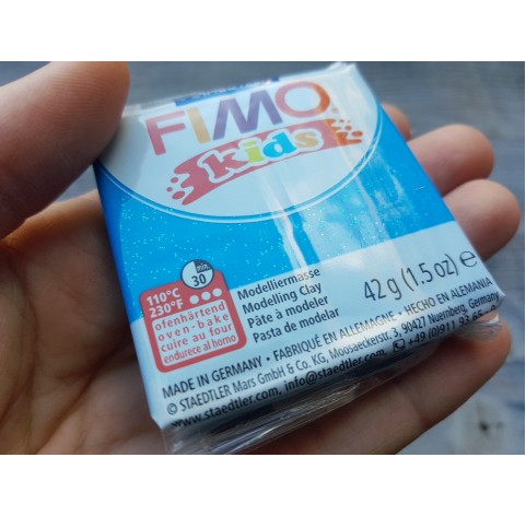 FIMO Kids oven-bake polymer clay, glitter blue, Nr. 312, 42 gr