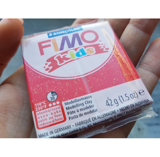FIMO Kids oven-bake polymer clay, glitter red, Nr. 212, 42 gr