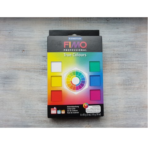 FIMO Professional oven-bake polymer clay, pack of 6 colours, 510 gr
