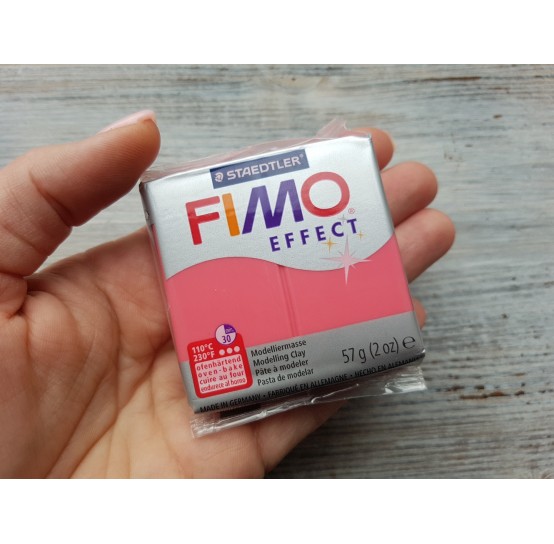 FIMO Effect oven-bake polymer clay, red (translucent), Nr. 204, 57 gr