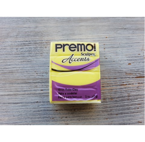 Sculpey Premo Accents oven-bake polymer clay, yellow translucent, Nr. 5046, 57 gr