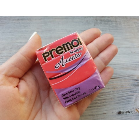 Sculpey Premo Accents oven-bake polymer clay, red translucent, Nr. 5044, 57 gr