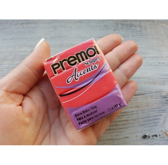 Sculpey Premo Accents oven-bake polymer clay, red translucent, Nr. 5044, 57 gr