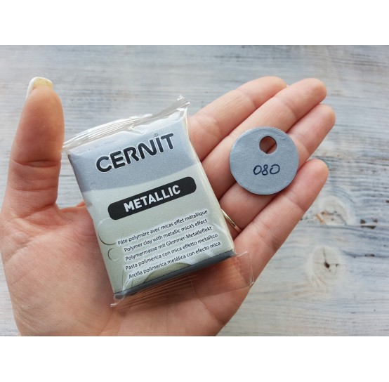 Cernit Metallic oven-bake polymer clay, silver, Nr. 080, 56 gr