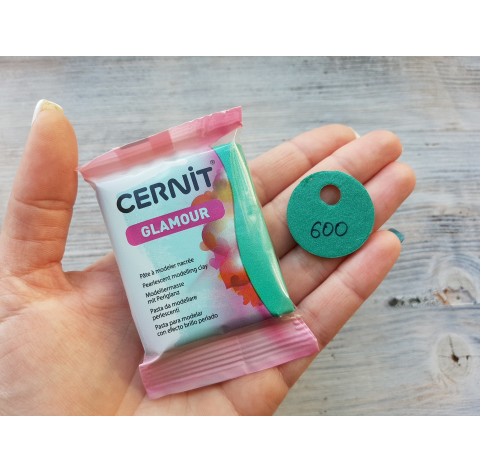 Cernit Glamour oven-bake polymer clay, green, Nr. 600, 56 gr