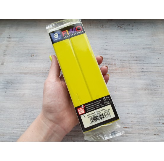 FIMO Professional oven-bake polymer clay, lemon yellow, Nr. 1, BIG PACKAGE 454 gr