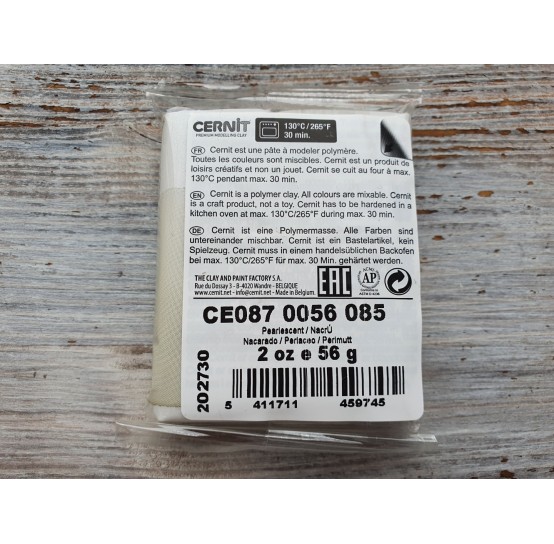 Cernit Metallic oven-bake polymer clay, pearl, Nr. 085, 56 gr