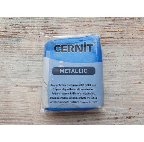 Cernit Metallic oven-bake polymer clay, blue, Nr. 200, 56 gr