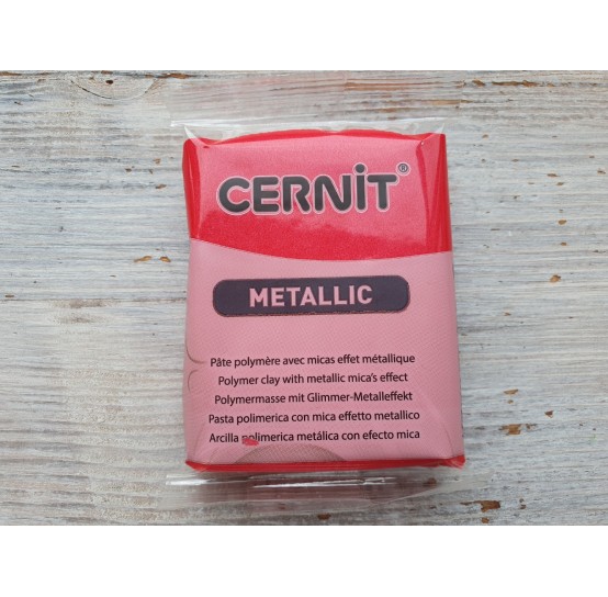 Cernit Metallic oven-bake polymer clay, red, Nr. 400, 56 gr