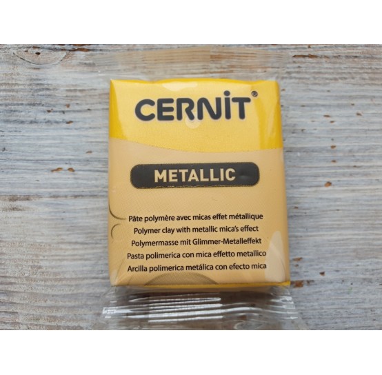 Cernit Metallic oven-bake polymer clay, yellow, Nr. 700, 56 gr
