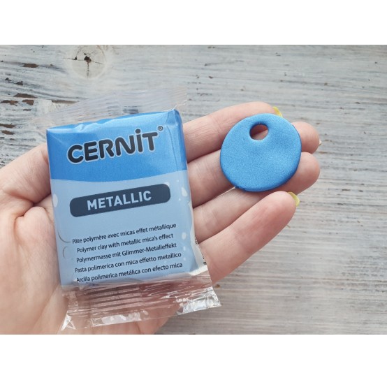 Cernit Metallic oven-bake polymer clay, blue, Nr. 200, 56 gr