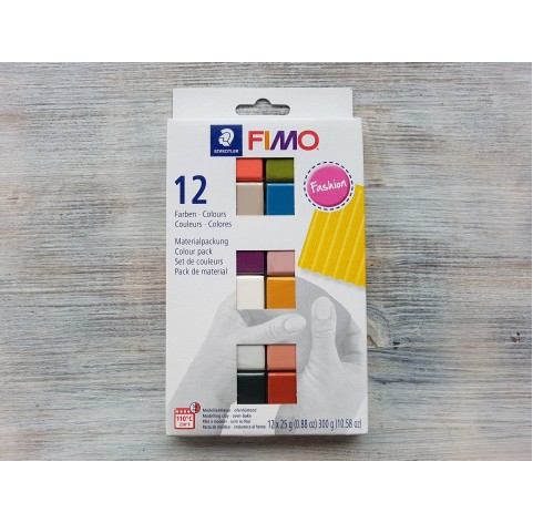 FIMO Soft/Effect oven-bake polymer clay, pack of 12 colours, fashion, 300 gr