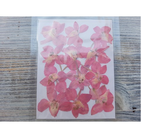 Dried flowers for jewelry, pink, 12 pcs.