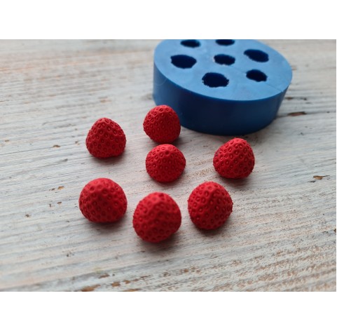 Silicone mold, Strawberries, Large, 7 pcs., ~ H:1.4 cm, ~ Ø 1.5 cm