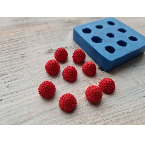 Silicone mold, Strawberries, Small, 9 pcs., ~ H:0.9 cm, ~ Ø 1 cm