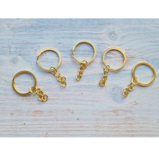 Keychain rings, gold, smooth, 5 pcs.