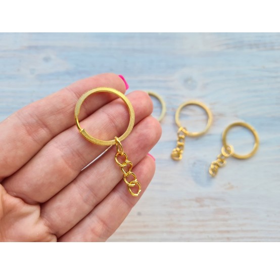 Keychain rings, gold, smooth, 5 pcs.