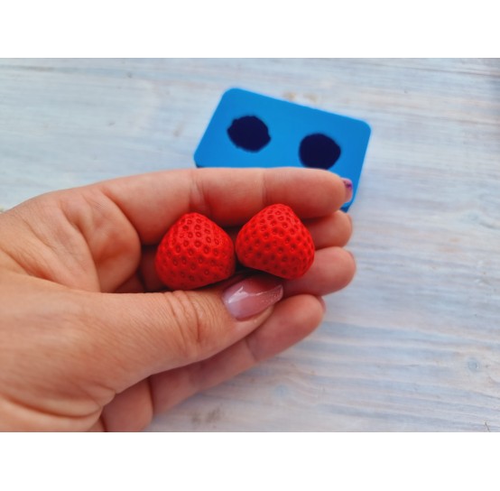 Silicone mold, Garden strawberries, realistic, 2 pcs., ~ Ø 2.3-2.5 cm, ~ H:2.1 cm